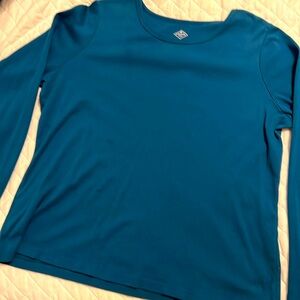 Teal cotton long sleeve tee shirt
